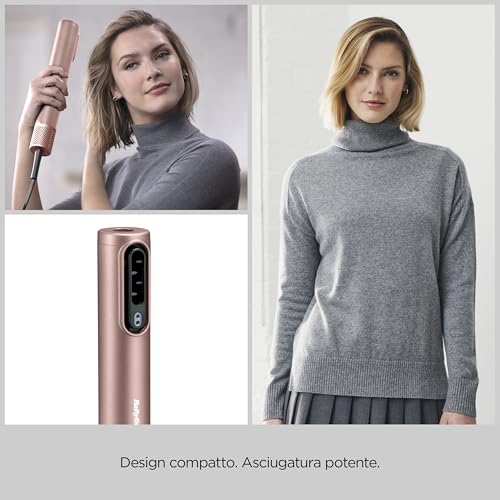 Babyliss Air Wand, Asciugacapelli, Piastra Lisciante E Styler, 4 In 1, Con Diffusore E Gift Bag, Da Capelli Bagnati Ad Asciutti, Funzione Ionica, Nessun Danno Da Calore, Rosa, AS6556E - 3