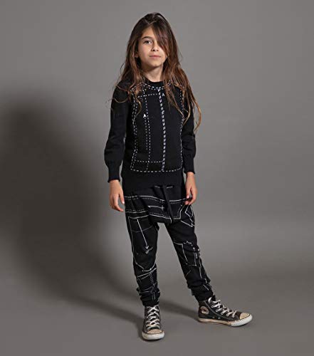 Nununu Light Baggy Pants, Toddler's Harem Sweatpants, Unisex For Baby Boys And Girls, 100% Cotton, Star - Black, 3-4 T #TOP2