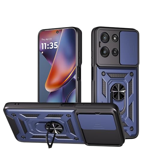 WVOZWWO for Xiaomi redmi 15C Case with Screen Protector, Protective Cover with Camera Protector Thin Kickstand Military Shockproof Phone Case for Xiaomi Redmi 15C 4G LTE (Blue)