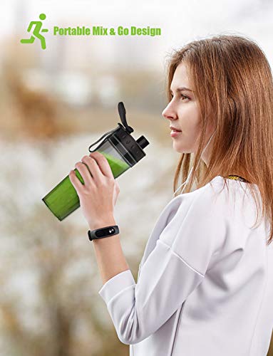 Homgeek Personal Mini Blender Smoothie Maker Single Serve To Go, Portable Small Milkshake Fruit Vegetable Drinks Ice Pro Mixer Juicer 300W with 1 Tritan Travel Sport Bottle 16oz, Press to Start