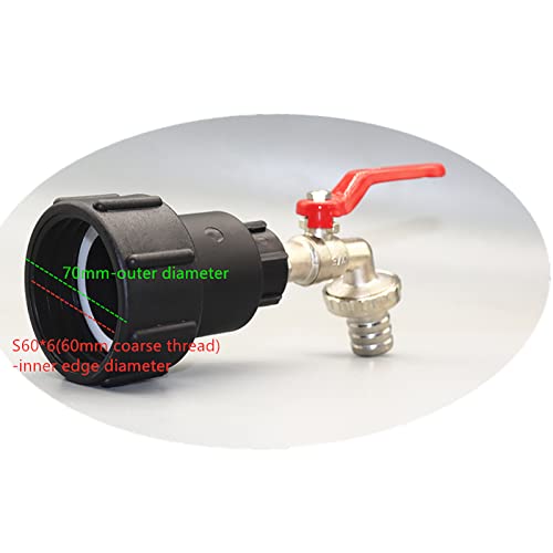 IBC Adapter, 1000L IBC Tank Ball Valve Universal Tap Outlet Tap, S60X6 Coarse Thread Rotating Hose Connection Replacement for IBC Container Water Tank Rain Barrel (3/4 Inch Alloy) - Image 4