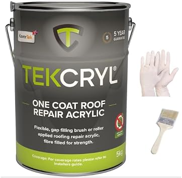 TekCryl Acrylic Roofing - Leaking Roof Repair - Fibre Reinforced - 5kg Black Kit