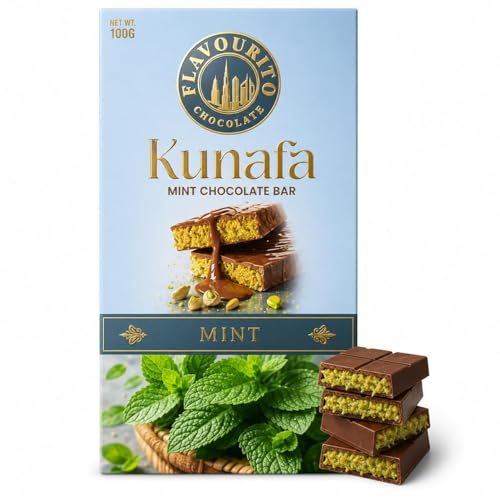 Image of Flavourito Kunafa Pistachio Chocolate Bar 100g, Satisfying, Sharp Snap Of Smooth Milk Chocolate that Gives Way to a Creamy, Rich, and Nutty Pistachio (Mint Pack Of 1) DECADENT FOODS