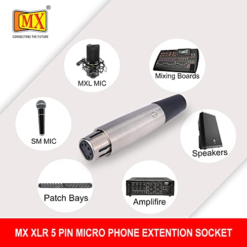 Image of MX 3 Pin XLR Microphone Connector pin Pure Copper Nickel Plated Pins1 for High Conductivity microphone (5-Pin XLR Female, Pack of 4, Female Connector)