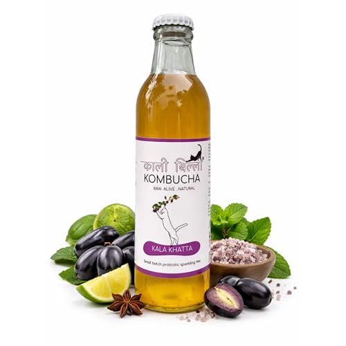 Image of KAALI BILLI Kombucha Kala Khatta | Naturally Brewed Original Fermented Tea Drink | Mild Balanced Flavor Beverage for Everyday Consumption | 250 ml Pack of 2