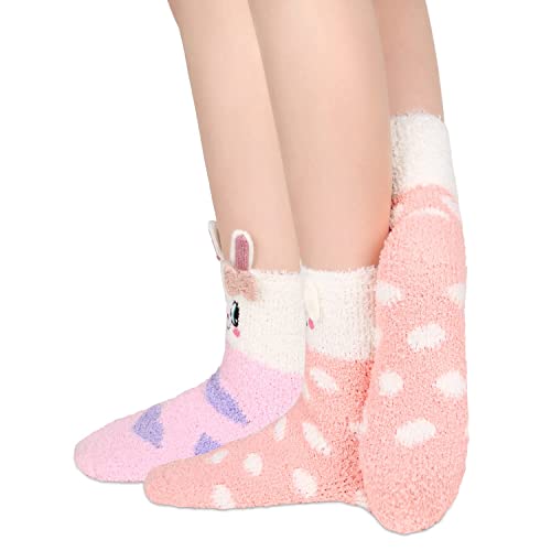 Womens Girls Funny Cute Fuzzy Slipper Socks Super Soft Comfy Warm Socks Silly Cartoon Animal Plush Fluffy Sleeping Sock #TOP4
