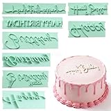 8 Stück Happy Birthday Ausstecher Geburtstag Prägestempel Fondant, Grün Keksstempel Geburtstag Kuchen Buchstaben Schablone Wiederverwendbare Kuchen Keksstempel für DIY Kekse Dekoration