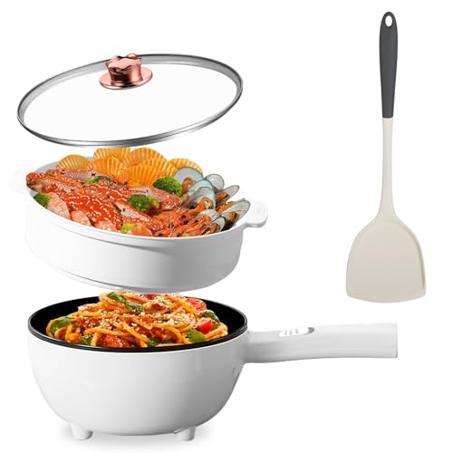 Electric Hot Pot with Steamer, 3L Non-Stick Multi-Functional Cooker, Dual