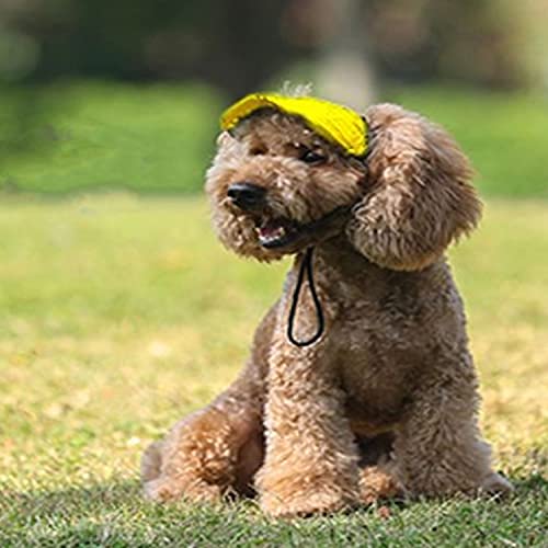 Image of HDKUW Dog Hat with Ear Holes, Dog Baseball Outdoor Cap, Adjustable Summer Travel Sport Hat for Small Medium Dogs Yellow M