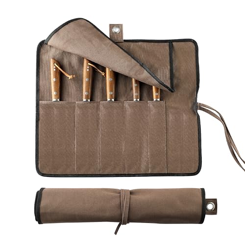 VRUIFA 5-Slot Canvas Knife Roll