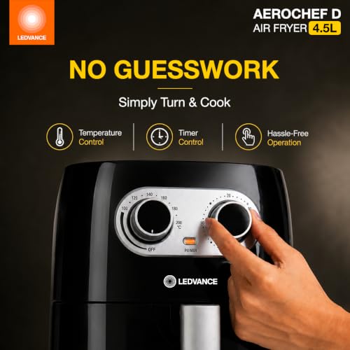 Image of Ledvance Air Fryer | 4.5L Capacity | 1400W | 10 in 1 Cooking Functions| Manual Knob Control | Rapid Air Circulation | 85% Less Oil Usage | Temperature Control | Auto Shut-Off | 2 Year Warranty