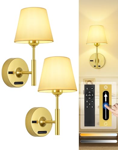 OUTON Set de 2 Apliques de Pared Interior con Batería Extraíble de 8000mAh, Lámpara de Pared Recargable sin Cable, Regulable 3000–6500K, Temporizador y Memoria para Dormitorio[Clase energética F]