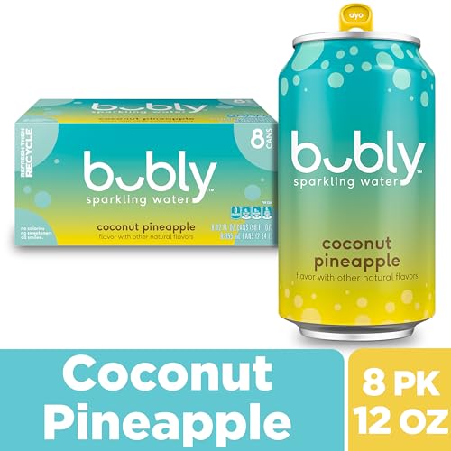 Image of bubly Sparkling Water, Coconut Pineapple, Zero Sugar & Zero Calories, 12 Fl Oz Cans (Pack of 8)