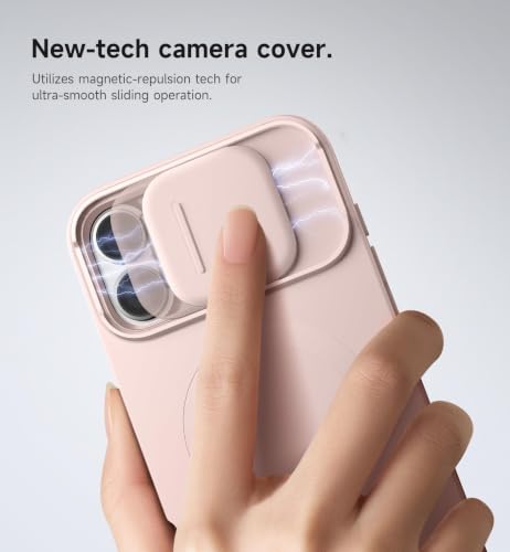 Image of SURITCH for iPhone 16 Plus Case with Magnetic Camera Slide Cover and Adjustable Kickstand, Compatible with MagSafe, Shockproof Bumper Case Slim Protective Cover for iPhone 16 Plus 6.7 Inch, Pink