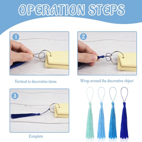 Image of 100 Pcs Bookmark Tassels Bulk Blue Series Soft Craft Silky Handmade Mini Tassels for Jewelry Making with Loops for DIY Craft Accessory Dress Decoration