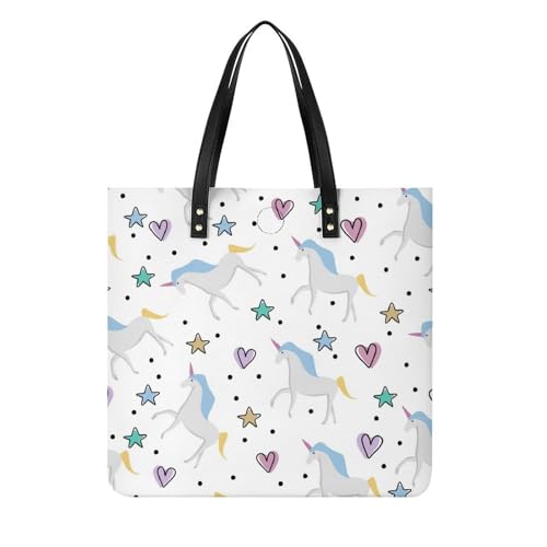 Sac à main shopper grand format au motif licorne avec anses bandoulière confortables