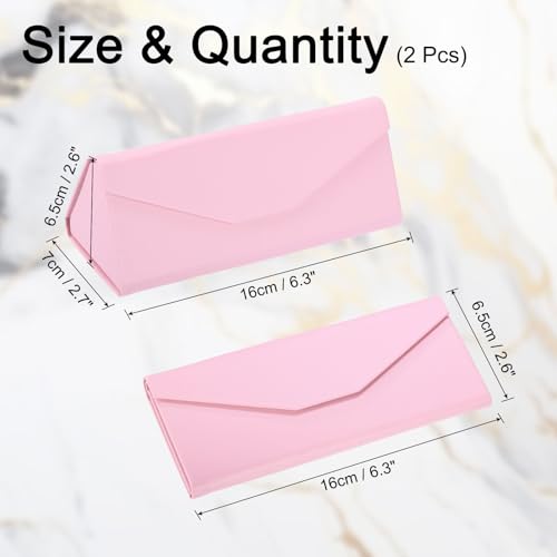 Image of PATIKIL Foldable Glasses Case, Triangle Magnetic Sunglasses Organizer Case PU Leather Hard Eyeglass Case for Women (2 Pcs)