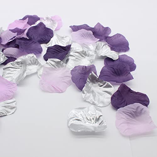 1000Pcs Purple Lavender Silver Silk Rose Petal Violet Lilac Silver Artificial Flower Petal For Wedding Flower Girl Basket Aisle Runner Scatter Dinner Table Party Confetti Graduation Decoration #TOP3
