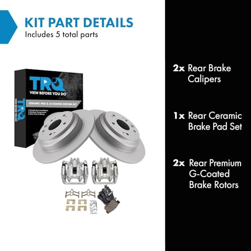 Image of TRQ Rear Brake Pad and Rotor Set Ceramic Vented Coated Rotors Calipers | For 2010-2011 Honda Accord Crosstour