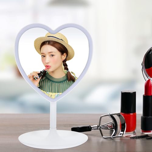 Espejo cosmético de mesa con luz LED en forma de corazón TIDTALEO 5