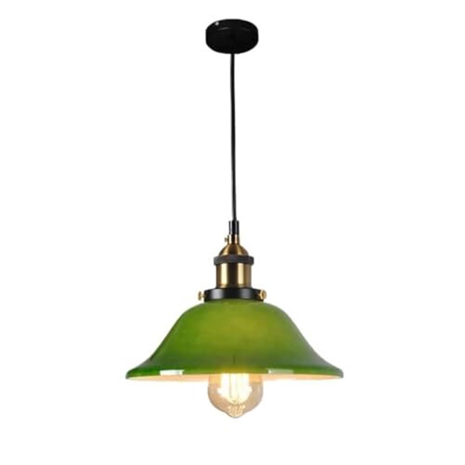 KBUUKYYXouy Thickened Glass Cone Shape Farmhouse Pendant Lamp Chandelier Hanging Lighting Ceiling Fixture E27 Scandinavian for Bedroom Cafe Study Kitchen Island(A)