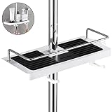 【Material duradero】Hecho de acero inoxidable de alta calidad, resistente al agua y al óxido, puede garantizar una vida útil más larga. Estante de ducha de baño diseñado con una valla para evitar que los artículos se caigan, más seguro. La parte inferior de toda la repisa de la barra de ducha está diseñada con un marco de desagüe, ventilado y transpirable, hundido, no acumula agua.