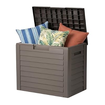 IRIS USA 35-Gallon Outdoor Deck Storage Box, Lockable & UV-Protected, Weather-Resistant Patio Storage for Cushions, Garden Tools & Packages, Waterproof Resin, Durable & Stylish Design - Brown
