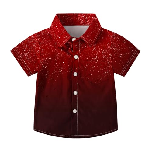 Unisex Little Kids Hawaiian Shirt Boys Girls Button Down Short Sleeve Collared Top Holiday Party Golf Tee 2-15T