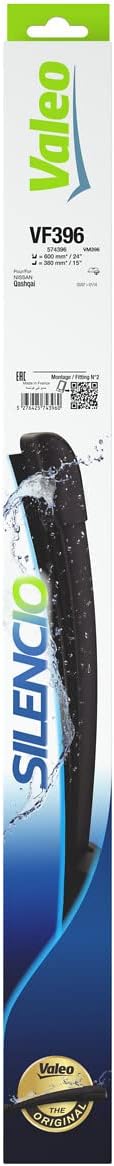VALEO Silencio Wiper - VF396 - Kit of High Performance, Superior Road Visibility, Easy Installation Original Flat Blades 600mm/380mm - Front - Set of 2