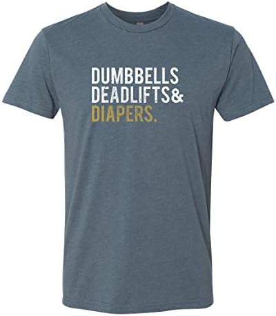 DadBod Dumbbells Deadlifts and Diapers Mens Tee, Steel Blue image 3