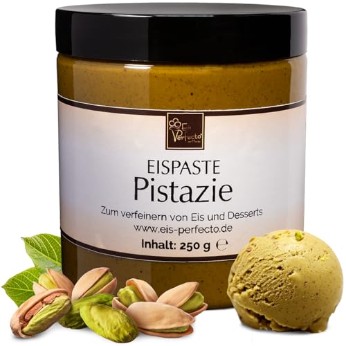 Pistazien-Eispaste zum Verfeinern von leckerem Eis, Desserts, Getränke, Pralinen Torten und vielem mehr. » reine Pistazie ohne künstliche Aromastoffe »Inhalt 250 g