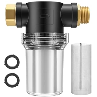 Twinkle Star Hose Filter Attachment Line Water Hose Filter with 100 Mesh and 40 Mesh Screen, 2Pcs O-Ring, Garden Hose Filter Pressure Washer Inlet for RV Camping Car Wash Water Hose