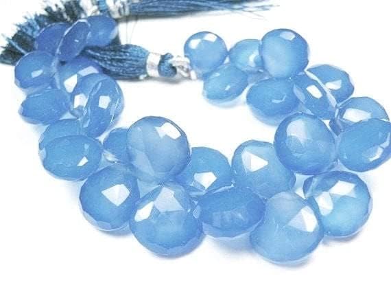 Calcédoine bleue en briolette facettée de 12mm pour bijoux de luxe - 4