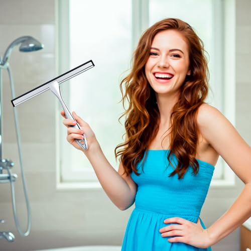 ALFLOD All-Purpose Shower Squeegee for Shower Doors, Tile Shower Walls, Bathroom, Window, Glass and Car Windshield, Mirrors and Kitchen-Stainless Steel, 9.5-Inch Silver by ALFLOD - Image 7