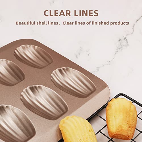 Cggyyz 2 Pack Madeleine Pans For Baking, 12 Cavity Heavy Duty Shell Shape Baking Mold Nonstick Cookie Cake Scone Pan Whoopie Pie Pan For Oven #TOP5