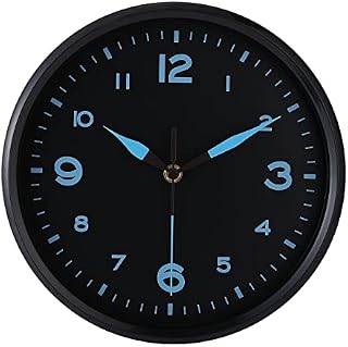 DIYZON Black Wall Clock Silent Non Ticking 10'' Quality Quartz Clock - Battery Operated - Easy to Read - Modern Design and Fashion Style - Suitable for Home/ School/ Decoration Clock