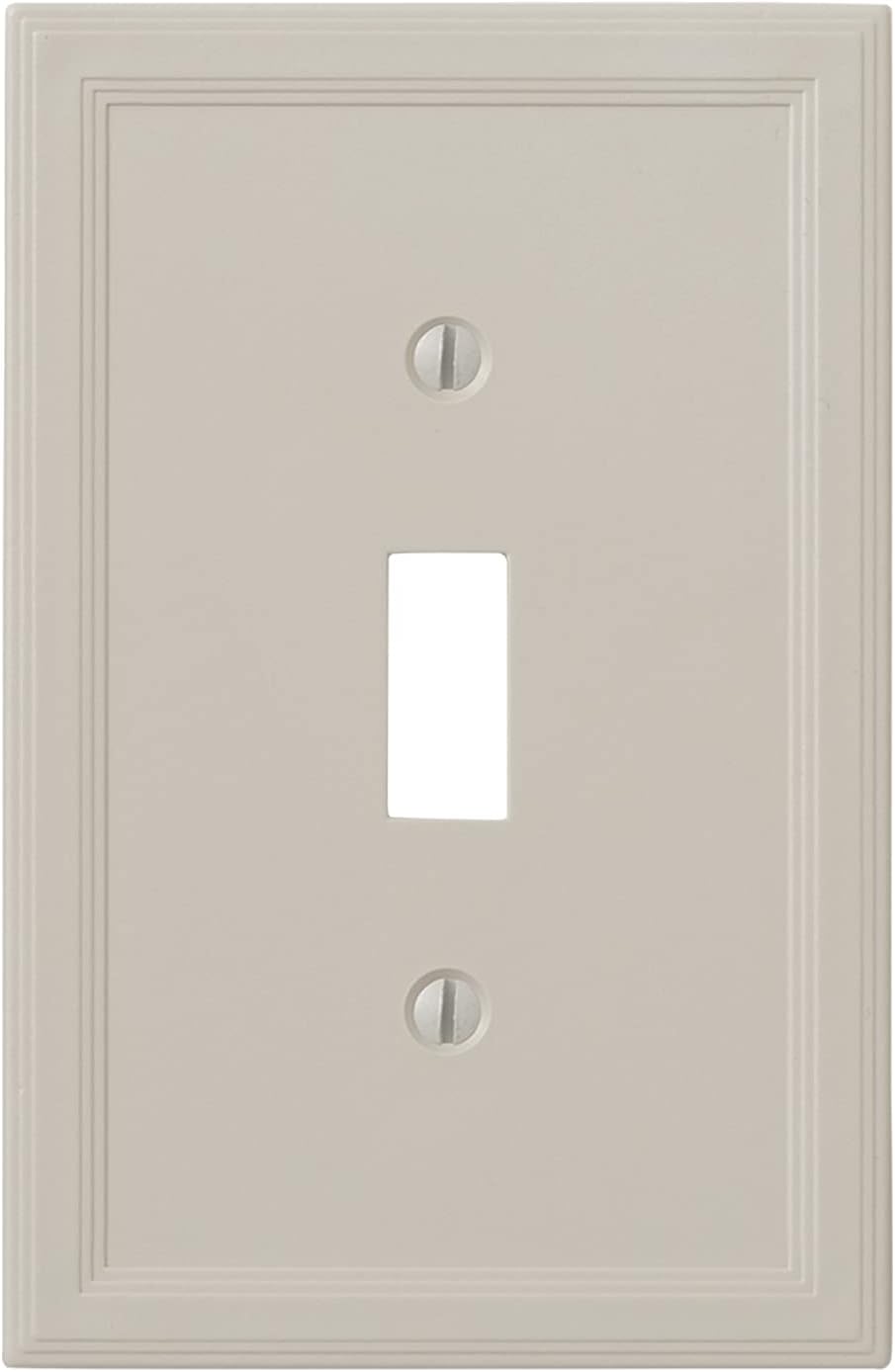 Questech Decor Single Toggle Insulated Light Switch Cover, 1-Gang Electrical Wall Plate, Single Switch Standard Size Receptacle Cover, Decorative Architectural Cornice, Gray