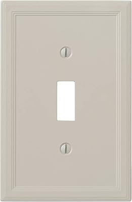 QDÉCOR Single Toggle Insulated Light Switch Plate, Electrical Wall Plate 1 Gang Single Switch Cover, Decorative Cornice Design, Gray