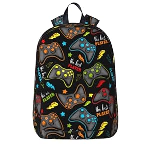 Games Gaming Print School Backpack Abstract Gamepad Lightweight Cute Kids Shoulder Bag Laptop Bag For Student Teen Boys Girls Travel Daypack