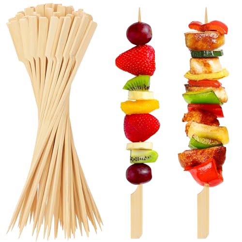 FATLODA 10 Inch Cocktail Picks, 100PCS Bamboo Skewers for Appetizers