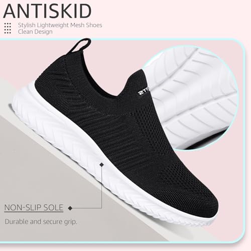 Littleplum Damen Sneaker Atmungsaktiv Turnschuhe Leicht Laufschuhe Sportschuhe Damen Schuhe,Schwarz Weiß,38 EU