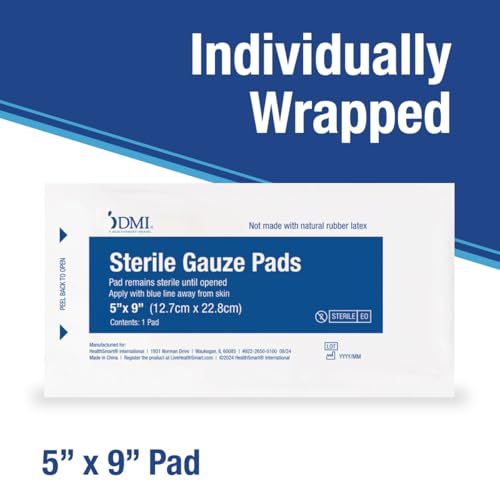 DMI Sterile 20 Pack Abd Abdominal Combine Pads 5x9 Non-Stick Gauze Pads, Individually Wrapped-Highly Absorbent-Latex-Free, Wound Care Dressings Post-Surgery, First Aid Kits, Emts, Hospitals, Home - Thumbnail 2