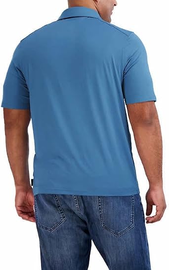 Gerry Mens Short Sleeve Brushed Knit Polo Shirt with 3-Button Closure, UPF 40+
