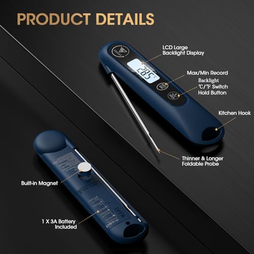 DOQAUS Meat Thermometers, 3S Instant Read Food Thermometer with Backlight - Image 6