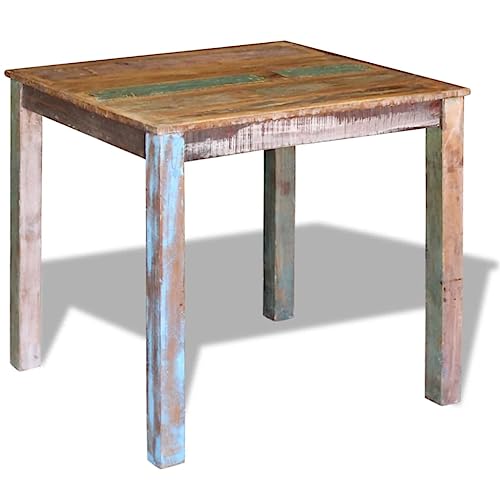Table à manger en bois massif table de cuisine rectangulaire multicolore 80 cm - 6