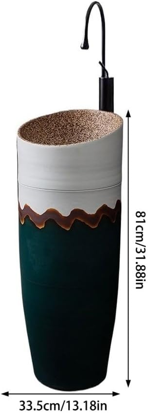 Pedestal Sinks Ceramic Basin Art Integrated Floor-Standing Small Wash Bathroom Balcony Sink (A)