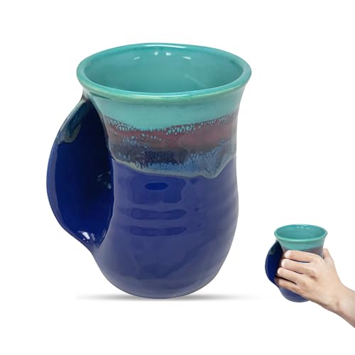Handwarmer Mug - Left Hand (Mystic Water) by Clay in Motion