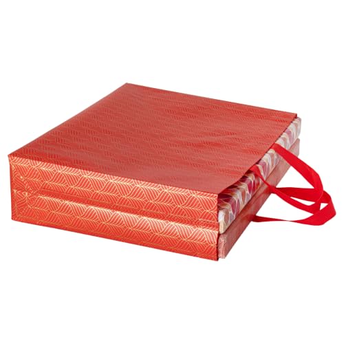 Image of Lavya Festive Special Large Size Return Gift Bags | Reusable Non-Woven Laminated Matt Finish Carry Bags for Gifting, Weddings, Festivals, Rakhi & Diwali (Red Gold Leaf, L-15x12.5x4, Pack of 10)