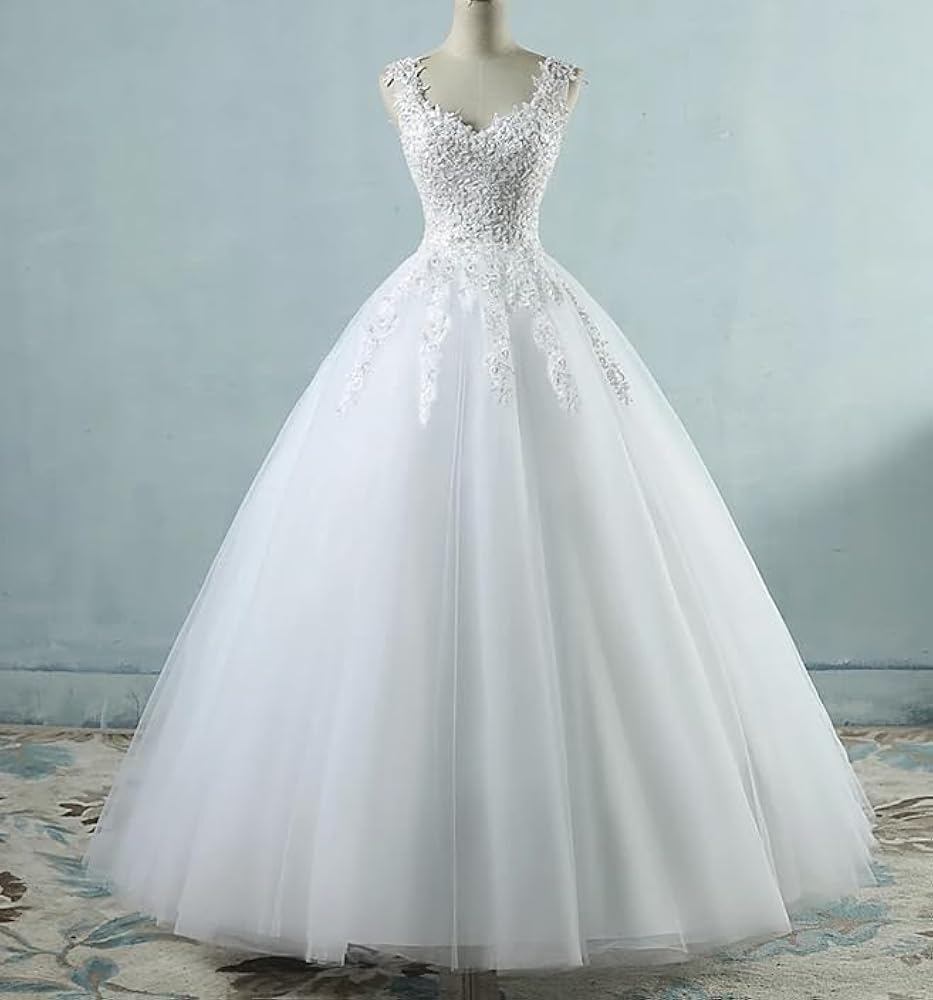 Generic ZJ9076 Spaghetti Straps White Ivory Tulle Pearls
