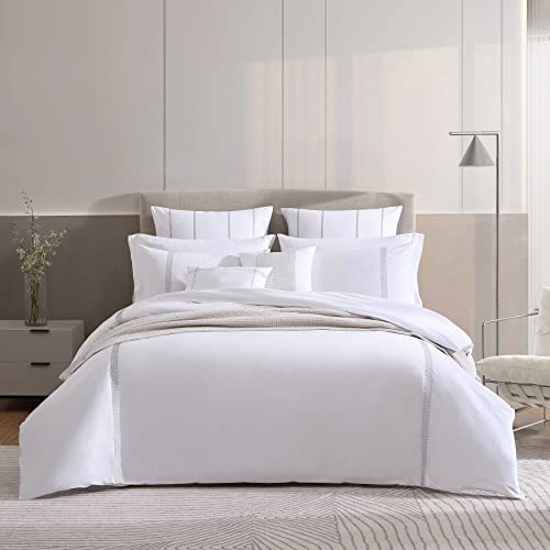 Vera Wang USHSFX1240440 King Duvet Cover Set, Designer Cotton Bedding Set, Includes Matching Shams With Bonus Euro Shams & Throw Pillow Covers  cover